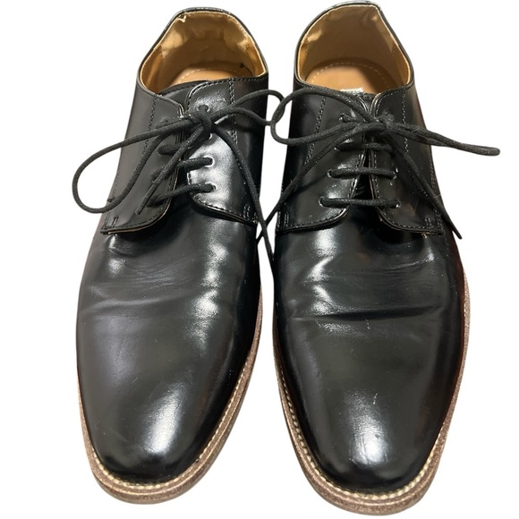 STEVE MADDEN Men Black Leather Shoes Slip On Ribbon Tie Flat Shoes size 11 - Picture 3 of 7